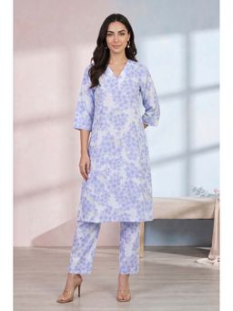 W - Off White Floral V-Neck Co-ord Set
