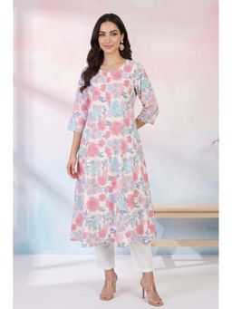 W - Off White Floral Round Neck Kurta & Pant