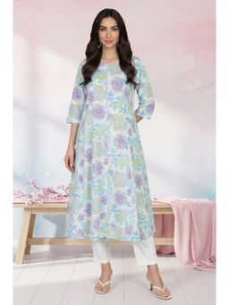 W - Off White Floral Round Neck Kurta & Pant