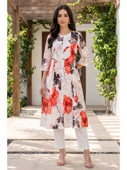 W - Off White Floral Round Neck Kurta & Pant