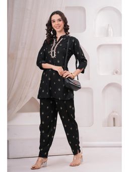 Gahan - Womens Printed Black Cotton Co-Ord Set