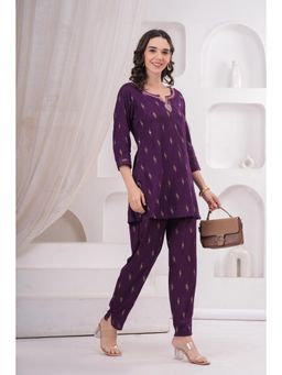 Gahan - Womens Printed Purple Cotton Co-Ord Set