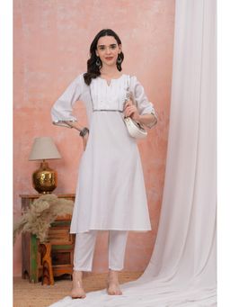 Gahan - Womens Cotton Flex White Handwork Dress