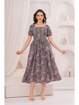 Gahan - Womens Crepe Brown Half Sleeve Dress