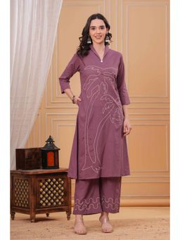 Gahan - Womens Purple Cotton Kurta with Palazzo