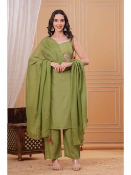 Gahan - Womens Green Rayon Kurta with Pant & Dupatta
