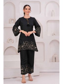 Gahan - Womens Black Rayon Floral Co-Ord Set