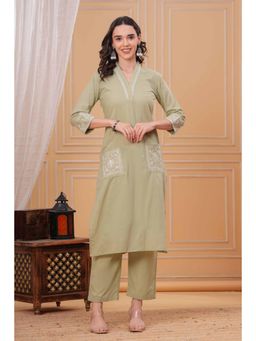 Gahan - Womens Green Cotton Kurta with Pant