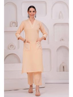 Gahan - Womens Light Peach Cotton Kurta with Pant