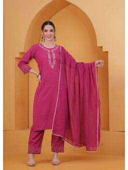 Gahan - Womens Pink Cotton Flex Kurta Pant Dupatta Set