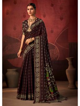 Gahan - Cotton Brown Bandhani Print Saree with Unstitched Blouse