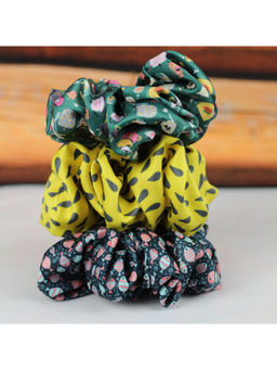 Tossido - Soft Satin Fluffy Multi-Color Scrunchies (Pack of 3)