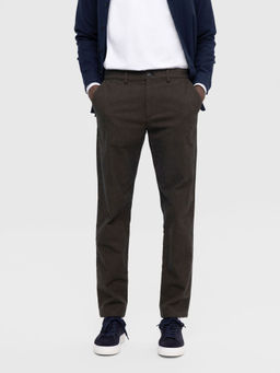 Selected - Grey Mid Rise Slim Brushed Pants