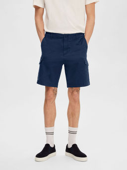 Selected - Dark Blue Mid Rise Cargo Shorts
