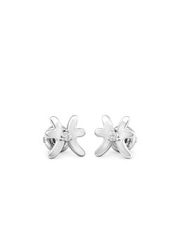 Candere by Kalyan Jewellers - 14K White Gold and Diamond Pisces Stud Earring for Women