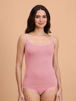 Nykd by Nykaa - Essential Cotton Stretch Trim Lace Camisole with Adjustable Straps NYC013 Blush