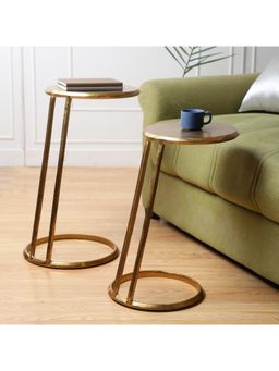 De Maison Decor - Slanted Nesting Tables By Decor De Maison In Raw Antique Gold Finish Small Size