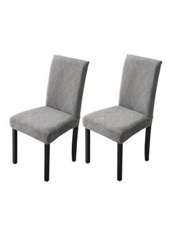 House of Quirk - Chair Cover Removable Washable Short Dining Seat Slipcover - Dark Grey (Pack of 2)