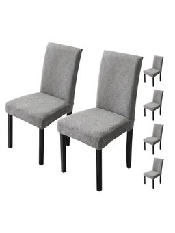 House of Quirk - Chair Cover Removable Washable Short Dining Seat Slipcover - Dark Grey (Pack of 6)