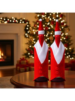 eCraftIndia - Santa Claus Xmas Wine Water Bottle Cover Set With Hat And Clothes (Pack of 2)