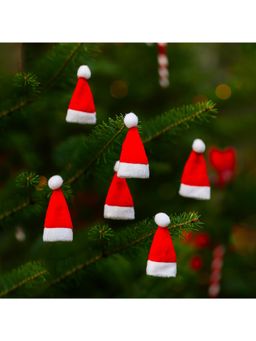 eCraftIndia - Pack of 6 Red & White Mini Santa Hat Christmas Tree Hanging Decorations