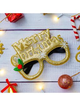eCraftIndia - Merry Christmas Golden Glitter Party Glasses Festive Xmas Eyewear For Kids & Adults