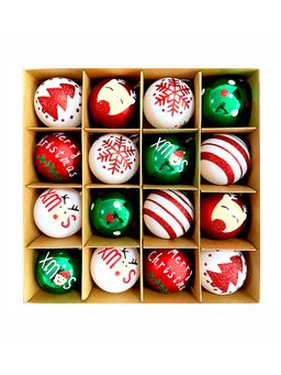 Little Surprise Box - 16Pcs White Printed Christmas Tree Ornaments Xmas Tree Decoration Set