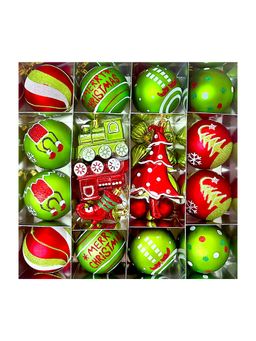 Little Surprise Box - 34Pcs Grinch Green & Red Christmas Tree Ornaments Xmas Tree Decoration Set