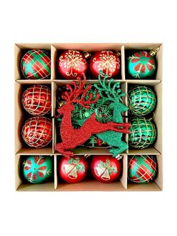 Little Surprise Box - 40Pcs Red Green Reindeer Christmas Tree Ornaments Xmas Tree Decoration Set