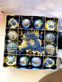 Little Surprise Box - 45Pcs Midnight Blue & Gold Christmas Tree Ornaments Xmas Tree Decoration Set