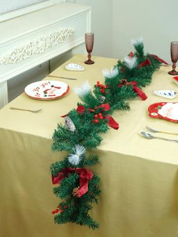 Little Surprise Box - Red Gold Bow Christmas Garland For Home And Table Decor 6 Feet