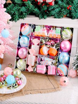 Little Surprise Box - 80Pcs Pastel Sprinkle Candies Tree Ornaments Xmas Tree Decoration Set