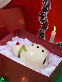WEAVING HOMES - The Christmas Snowman In A Gift Box Ceramic Christmas Decorative Items
