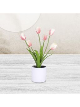 Kuber Industries - Artificial Natural Looking Indoor Fake Plants With Pot-Pink