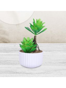 Kuber Industries - Artificial Natural Looking Indoor Fake Plants With Pot-Green