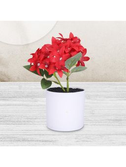 Kuber Industries - Artificial Natural Looking Indoor Fake Plants With Pot-Red