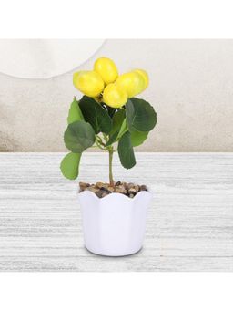 Kuber Industries - Artificial Natural Looking Indoor Fake Plants With Pot-Yellow