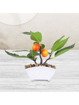 Kuber Industries - Artificial Natural Looking Indoor Fake Plants With Pot-Orange