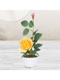 Kuber Industries - Artificial Natural Looking Indoor Fake Plants With Pot-Yellow