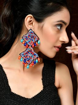 Shoshaa - Multi-Color Star Shaped Fabric Drop Earrings