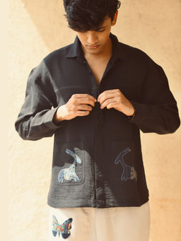 Culture Kraft - Mens Hiran Black Pure Cotton Shirt