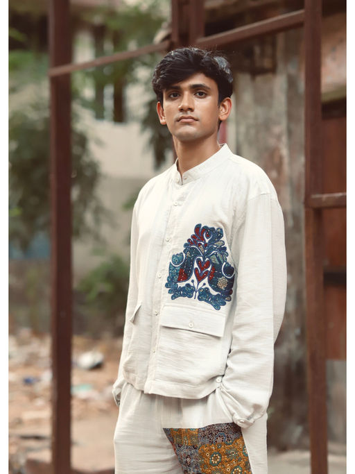 Culture Kraft Mens Do Chidiya Kyoto Pure Cotton Shirt