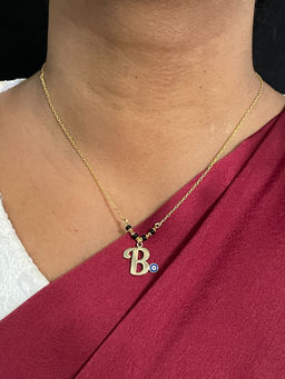 Digital Dress Room - B Letter with Evil Eye Gold Short Mangalsutra