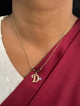 Digital Dress Room - D Letter with Evil Eye Gold Short Mangalsutra
