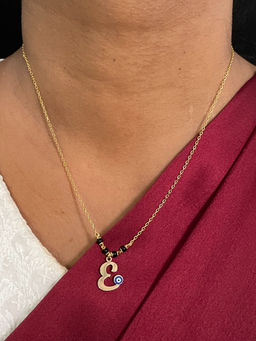 Digital Dress Room - E Letter with Evil Eye Gold Short Mangalsutra