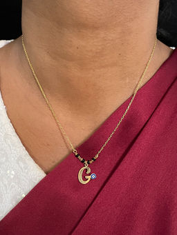 Digital Dress Room - G Letter with Evil Eye Gold Short Mangalsutra