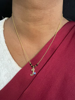 Digital Dress Room - J Letter with Evil Eye Gold Short Mangalsutra