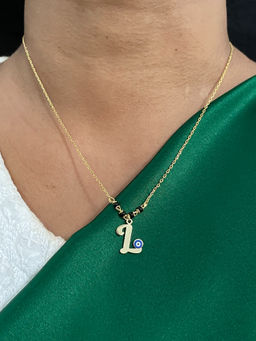 Digital Dress Room - L Letter with Evil Eye Gold Short Mangalsutra