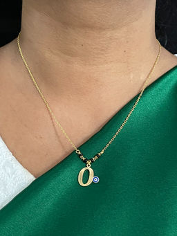 Digital Dress Room - O Letter with Evil Eye Gold Short Mangalsutra