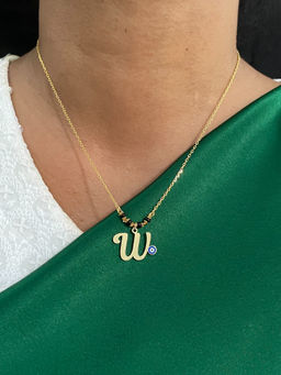Digital Dress Room - W Letter with Evil Eye Gold Short Mangalsutra